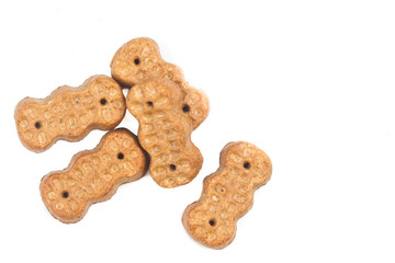 Groundnut shaped biscuit isolated in white