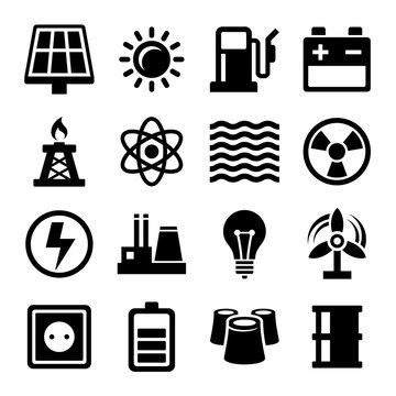 Electricity Energy and Power Icons Set