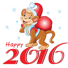 Happy New Year 2016, symbol monkey