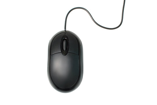 isolated, black computer mouse