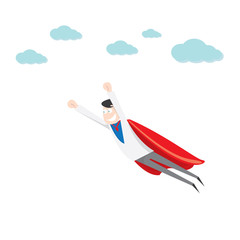 business man flying. vector illustration. 