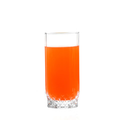 grapefruit juice in glass and white isolate