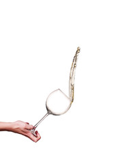 white wine splash isolated on white