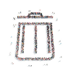 group  people shape  trash can