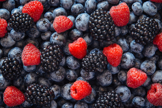 Healthy mixed fruit and ingredients from top view