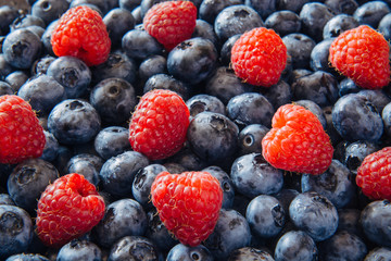 Healthy mixed fruit and ingredients from top view