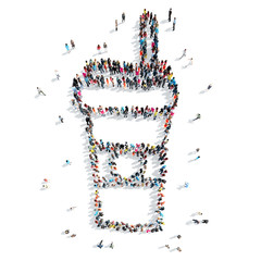 group  people shape  cup coffee cartoon