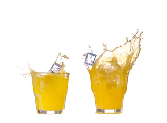 Orange juice on white background