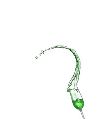 Fototapeta na wymiar Green alcoholic cocktail on white isolate splash