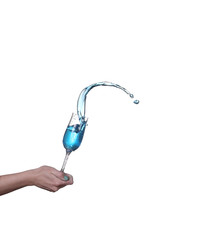 Blue alcoholic cocktail on white isolate splash