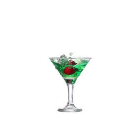   green cocktail with  isolated on white background
