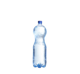 Soda water bottle with blank label. Isolated on white