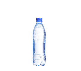 Soda water bottle with blank label. Isolated on white