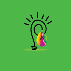 creative bulb with leaf concept vector 