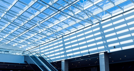 Glass roof of station in the sunlight