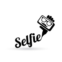 Taking Selfie Photo on Smart Phone concept icon .