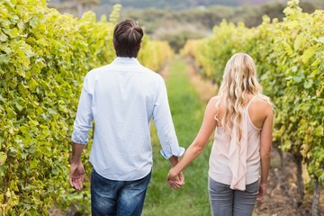 Young happy couple holding hands