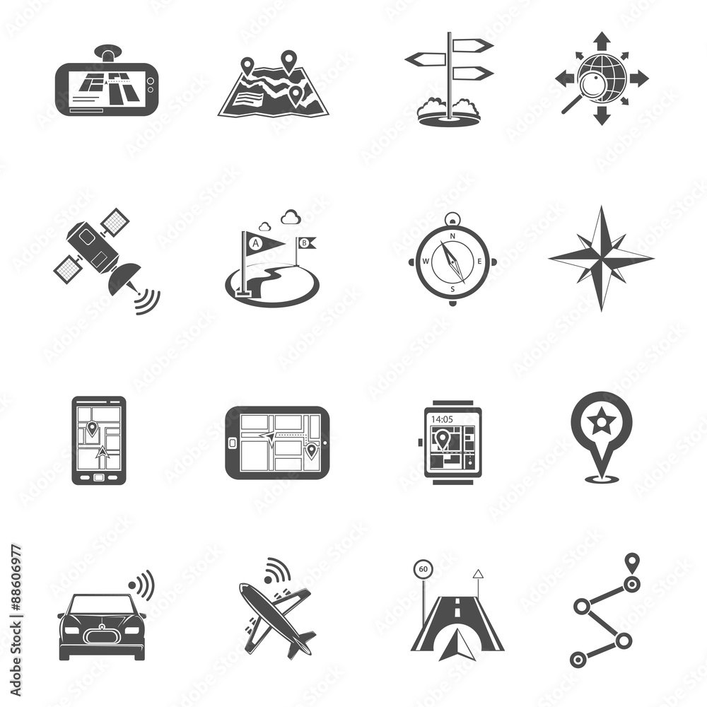 Poster location flat icon set