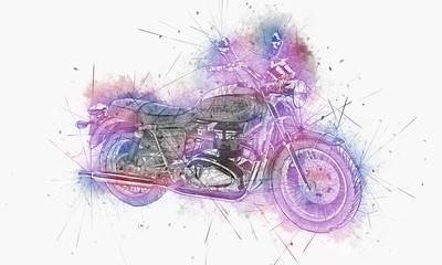 Fototapeta premium Artistic motorbike with paint splatters