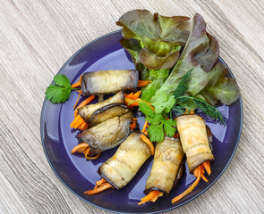 Eggplant rolls with carrot