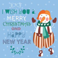 Christmas and new year illustrations in cartoon style with Funny
