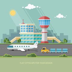 Airport landscape. Travel Lifestyle Concept of Planning a Summer