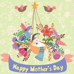 Happy Mother's day - greeting card in cartoon vector style