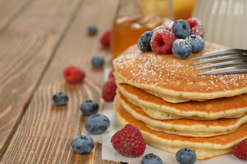 Traditional pancakes with berries