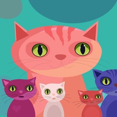 Happy good cat family.