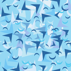 Beautiful geometric background in soft blue tones. Seamless