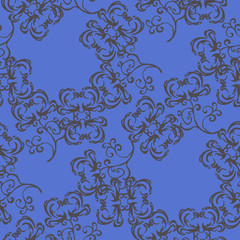 Gray patterns on a blue background. Seamless.
