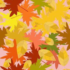 Naklejka na ściany i meble Abstract composition of autumn leaves. Seamless.