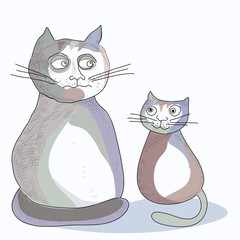 Cute seals in cartoon style. Black and white drawing. Vector illustration. Printing on T-shirt. Ready to use design.