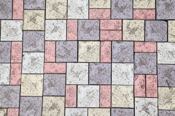 Closeup of colored walking tile pavement