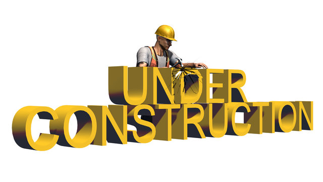 under construction sign - separated on white background