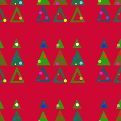 Christmas trees on a red background. Seamless.