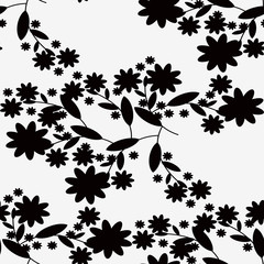 Black flowers on a white background.