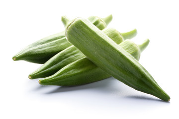 Fresh okra isolated on white