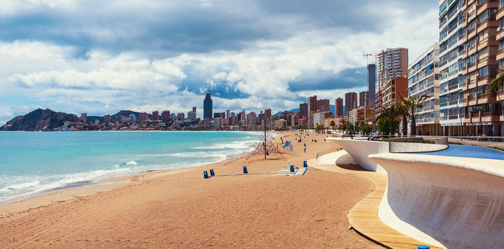 Beach in Benidrom, Costa Blanca, Spain in spring