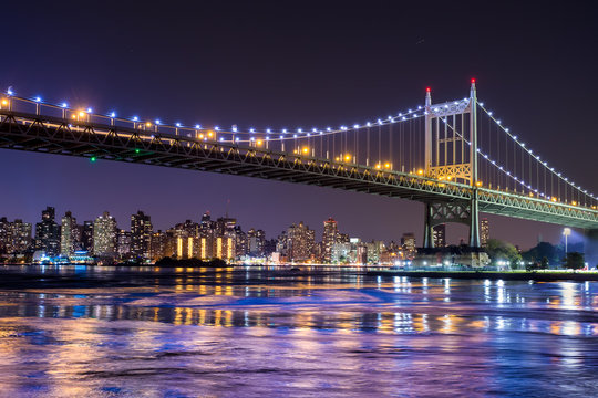 Night scene of New York City and the Queensboro 59th Street Bridge 