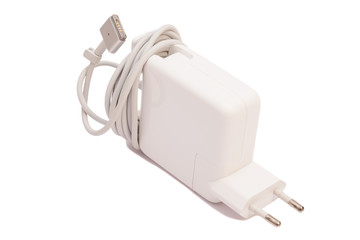 Electrical adapter to USB port on a white background