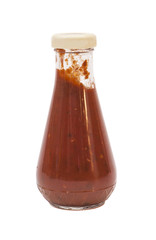 Tomato sauce bottle on white background