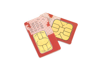 two sim cards isolated on white background