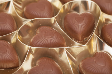 Delicious heart-shaped chocolate candies