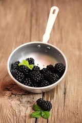 Blackberries in a colander