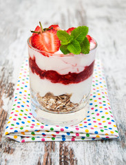 strawberry yogurt with muesli