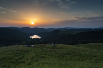 coucher du soleil sur les Vosges