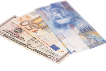 American dollars, European euro,Swiss franc currency