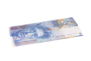 Swiss Franc note, isolated
