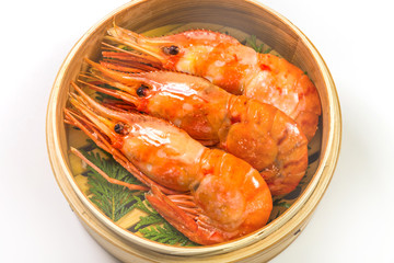 蒸しえび Pandalus nipponensis of the steaming dish